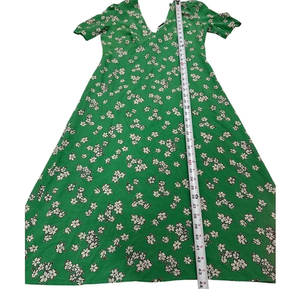 P.A.R.O.S.H. Women’s Large 100 % Silk Floral Midi Dress Cottagecore Garden Party